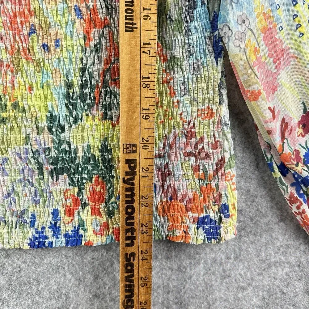 Anthropologie Rouen Smocked Top Womens M Long Sleeve Floral Boho Colorful 2-Way